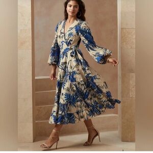 Banana Republic Floral Stampa Wrap Maxi Dress Fairycore Ruffle Floral NWT Small
